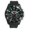 Men's Chronograph Black Sport Watch W/ Black Textured Dial